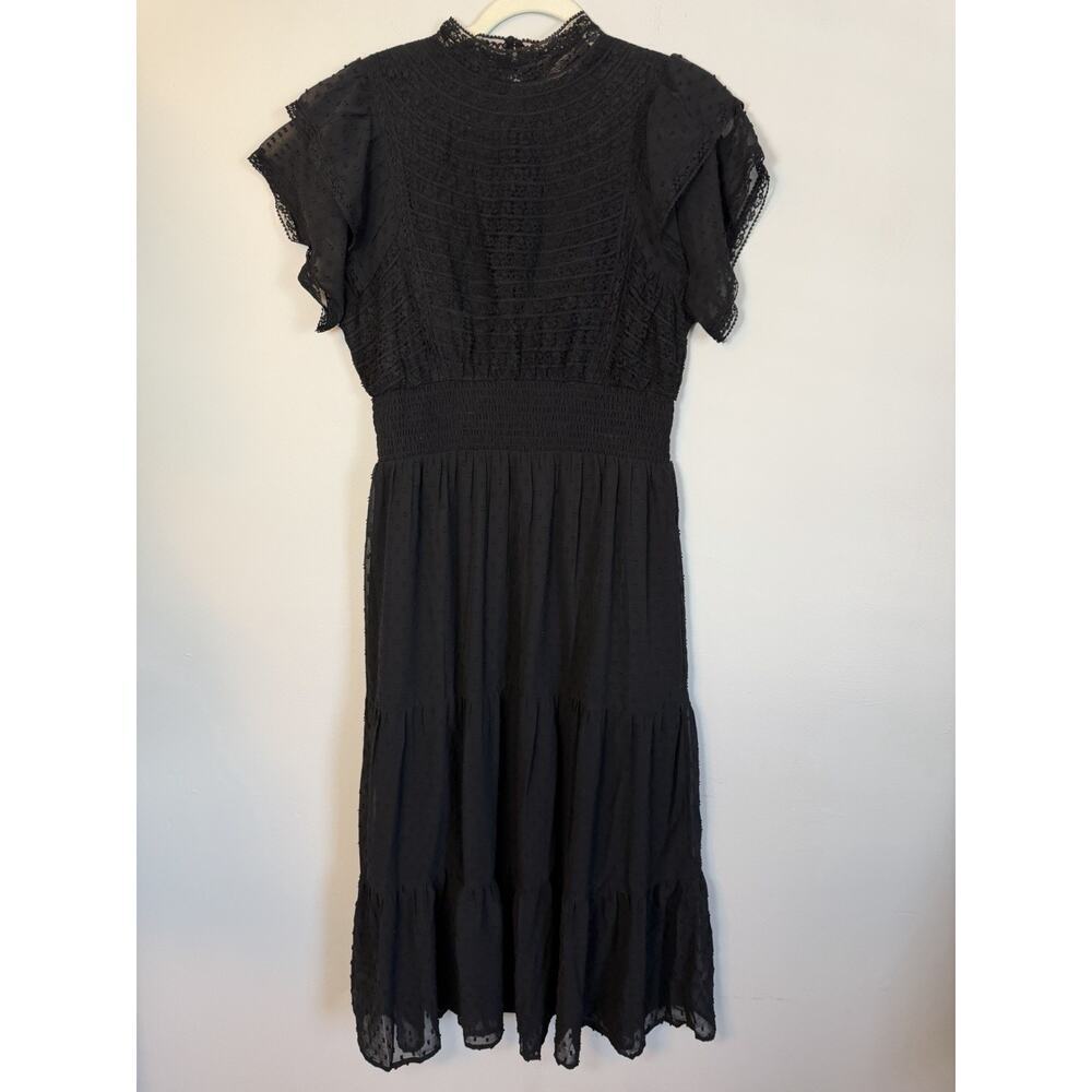 Miss Selfridge Black Midi Dress Womens Sz 8 Lined